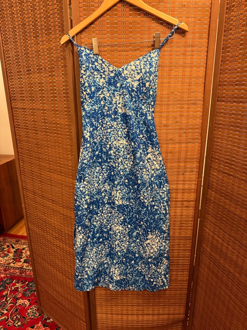 Lulu's Blue and White Floral Slip Midi Dress